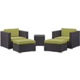 thumbnail image 1 of Hawthorne Collection 5 Piece Outdoor Sofa Set in Espresso and Peridot, 1 of 5