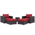 thumbnail image 1 of Hawthorne Collection 5 Piece Patio Sofa Set in Espresso and Red, 1 of 6