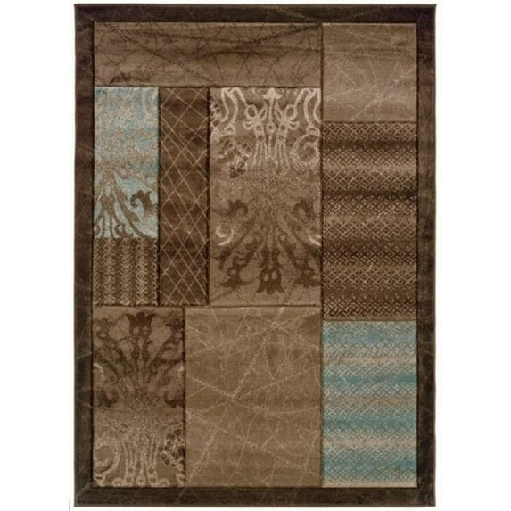 Hawthorne Collection 5' x 7'7" Rug in Black and Aqua