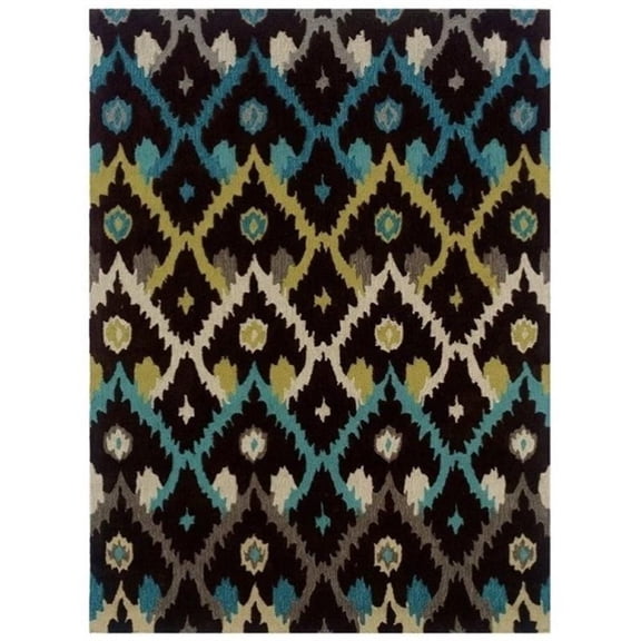 Hawthorne Collection 5' x 7' Hand Tufted Rug in Black and Teal