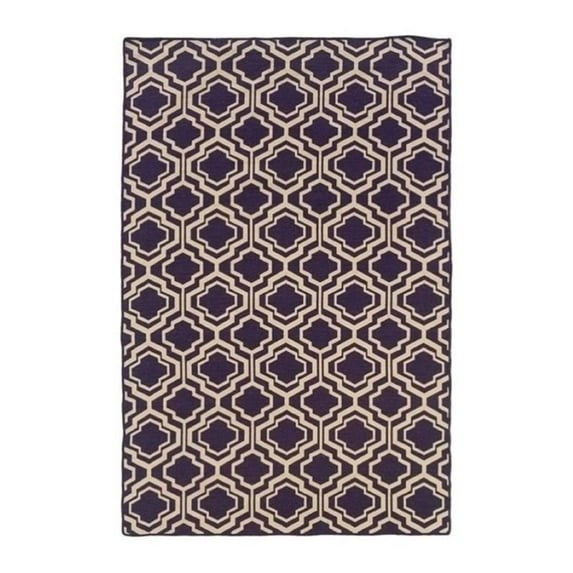 Hawthorne Collection 5' x 8' Hand Woven Double Quatrefoil Wool Rug
