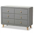 thumbnail image 1 of Hawthorne Collection 6 Drawer Fabric Upholstered Dresser in Gray, 1 of 8
