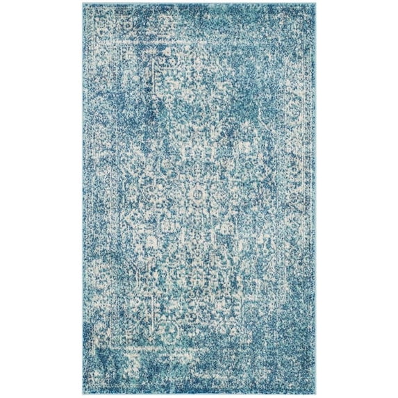 Hawthorne Collection 8' X 10' Power Loomed Rug in Blue and Ivory