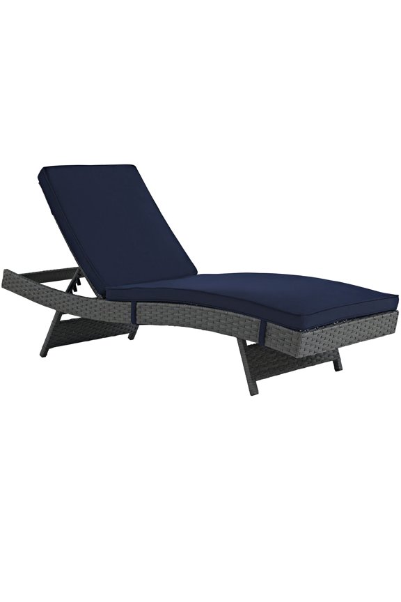 Hawthorne Collection Adjustable Patio Chaise Lounge in Canvas Navy