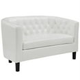 thumbnail image 1 of Hawthorne Collection Faux Leather Tufted Loveseat in White, 1 of 5
