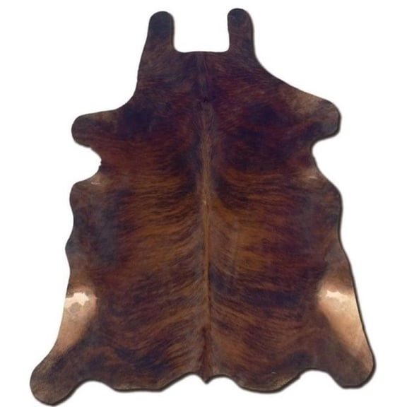 Hawthorne Collection Hand Crafted Cow Hide Rug in Dark Brindle