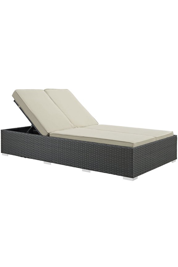 Hawthorne Collection Patio Double Chaise Lounge in Chocolate and Navy