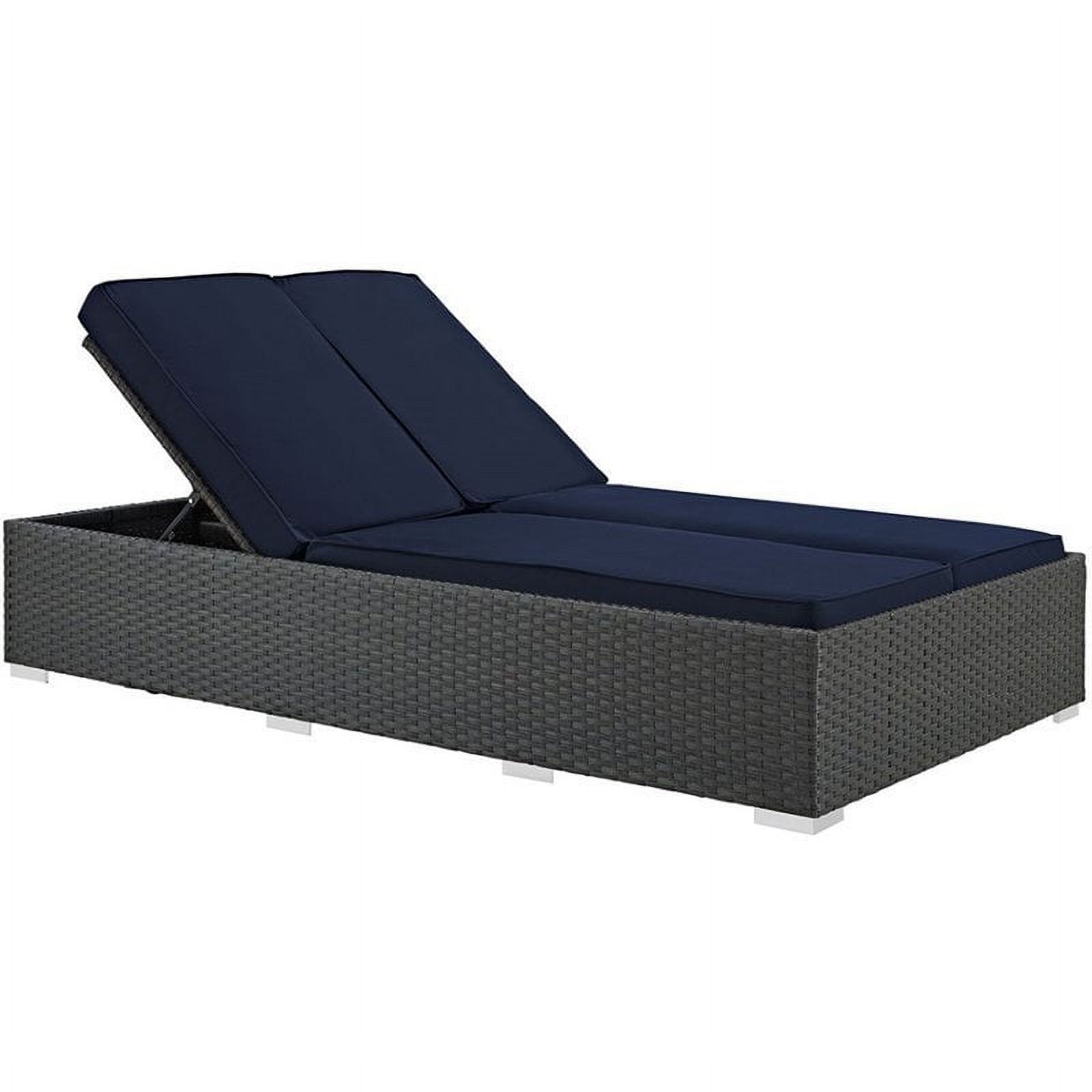 Hawthorne Collection Patio Double Chaise Lounge in Chocolate and Navy - image 1 of 1