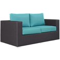 thumbnail image 1 of Hawthorne Collection Patio Loveseat in Espresso and Turquoise, 1 of 1