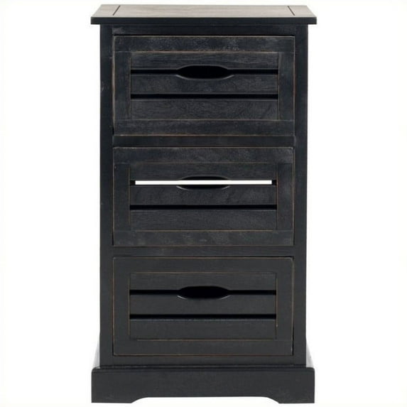 Hawthorne Collection Pine 3 Drawer Cabinet in Black