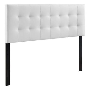 Hawthorne Collection Queen Vinyl Tufted Panel Headboard in White