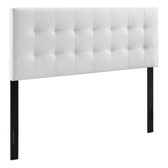 Hawthorne Collection Queen Vinyl Tufted Panel Headboard in White