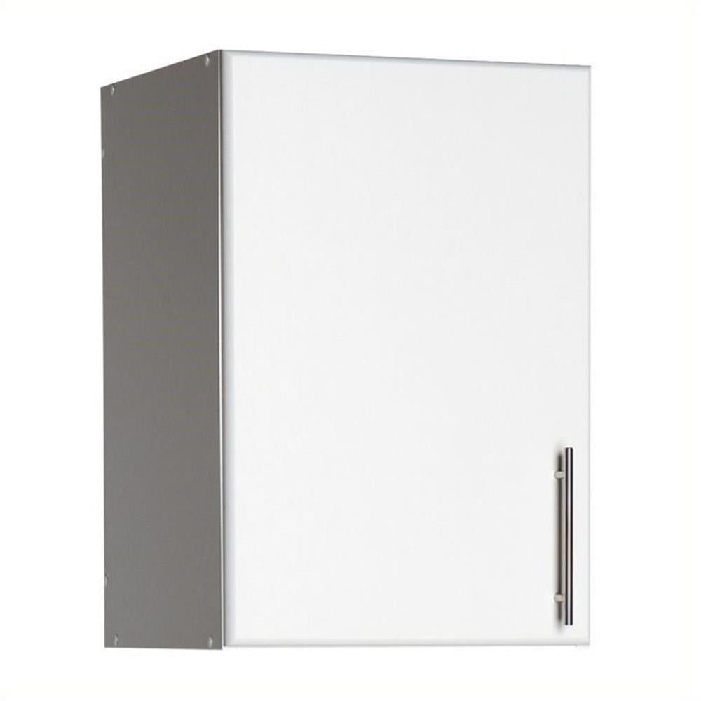 White Composite Wood Wall Cabinet with Adjustable Shelving