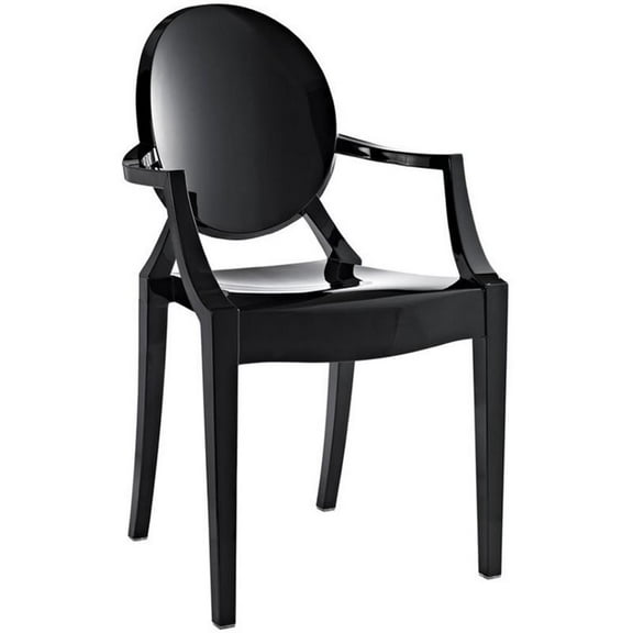 Hawthorne Collections 18.5" Modern Plastic Dining Arm Chair in Black