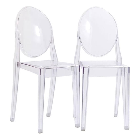 Hawthorne Collections 18.5" Modern Plastic Dining Chair in Clear (Set of 2)