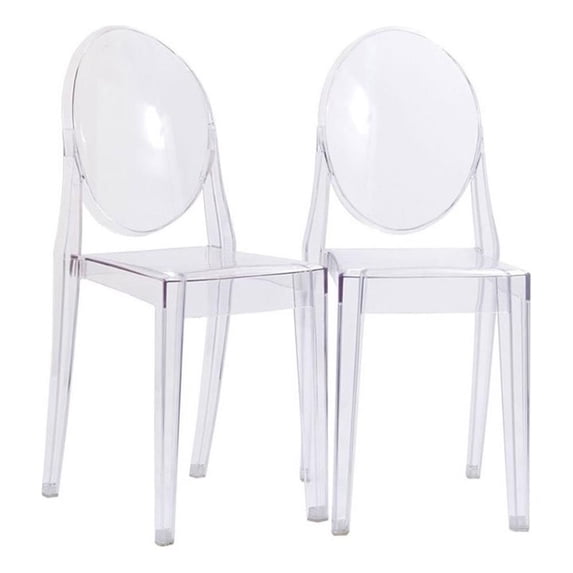 Hawthorne Collections 18.5" Modern Plastic Dining Chair in Clear (Set of 2)
