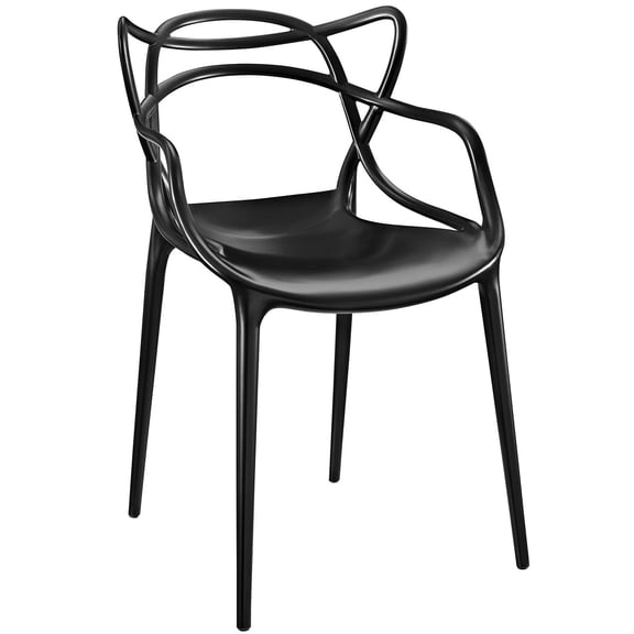 Hawthorne Collections 18" Modern Plastic Dining Arm Chair in Black