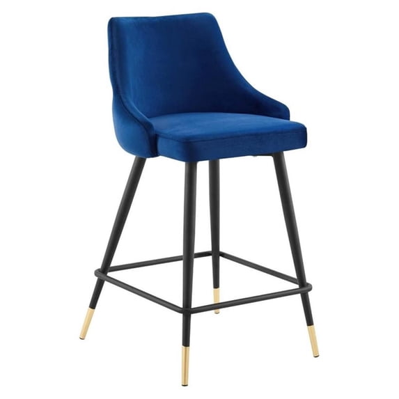 Hawthorne Collections 25.5" Modern Velvet Tufted Counter Stool in Navy