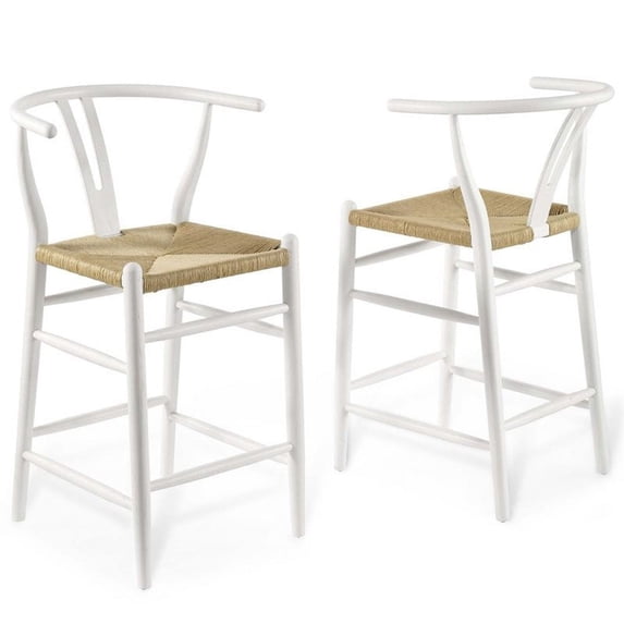 Hawthorne Collections 25" Wooden Counter Stool in White (Set of 2)