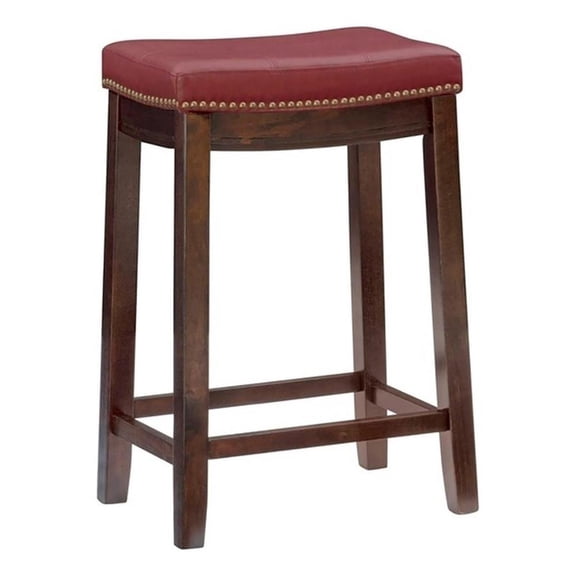 Hawthorne Collections Faux Leather Red Counter Stool Rectangular 26" Some Assembly Required