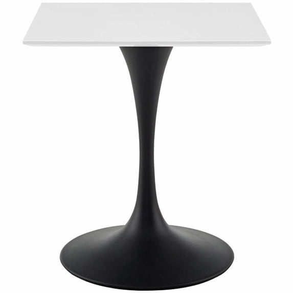 Hawthorne Collections 28" Square Top Modern Metal Dining Table in Black/White