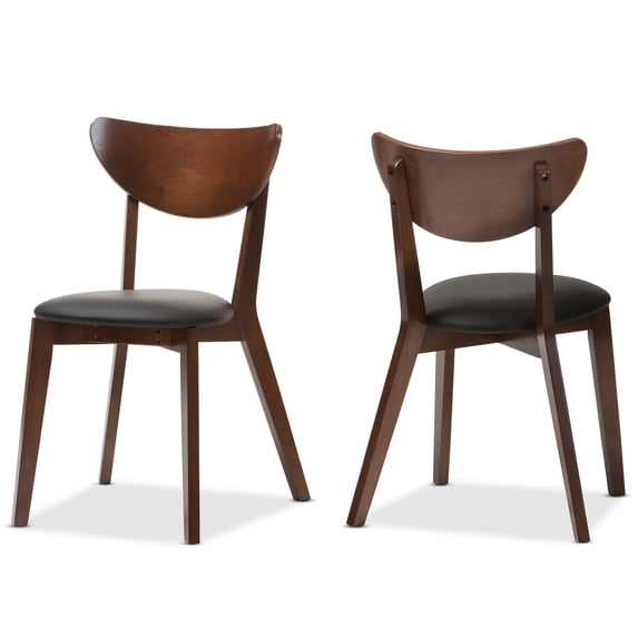 Hawthorne Collections 31.5"H Mid-Century Wood Dining Chair in Walnut (Set of 2)