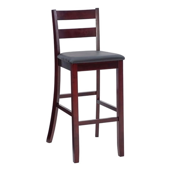Hawthorne Collections 31" Wood & Faux Leather Bar Stool in Dark Merlot/Black