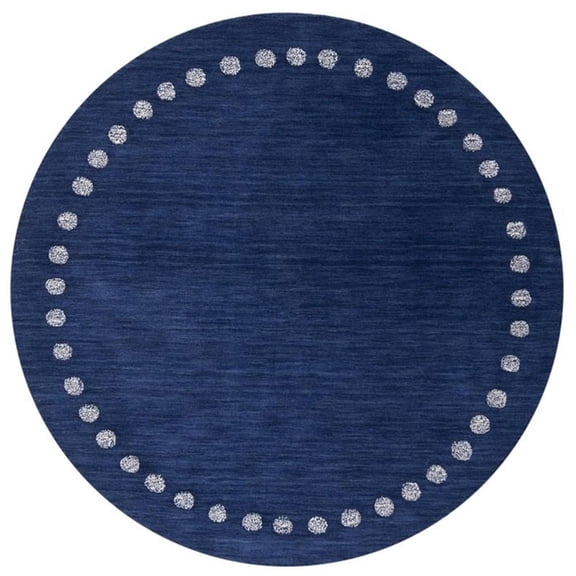 Hawthorne Collections 5' Round Hand Loomed Wool Rug in Navy and Ivory