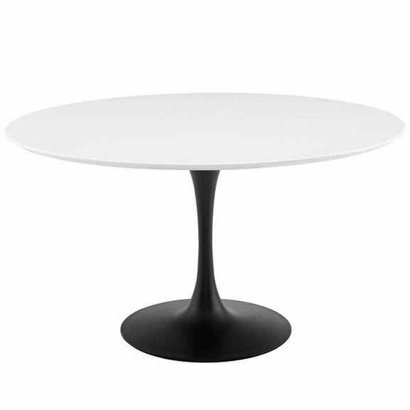 Hawthorne Collections 54" Round Top Modern Metal Dining Table in Black/White