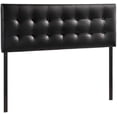 thumbnail image 1 of Hawthorne Collections Contemporary Tufted Button Faux Leather Upholstered Queen Headboard in Black, 1 of 6