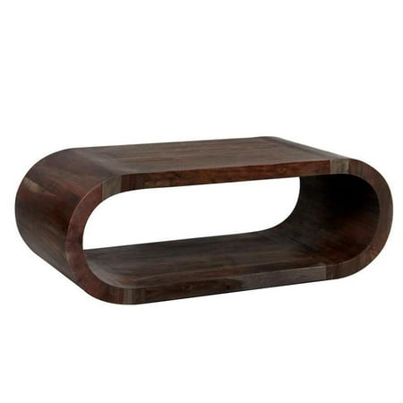 Hawthorne Collections Ellipse Solid Acacia Wood Coffee Table - Gray