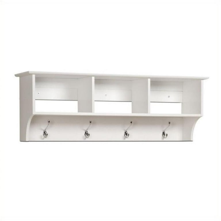 Hawthorne Collections Entryway Wall Cubby Shelf Coat Rack in White