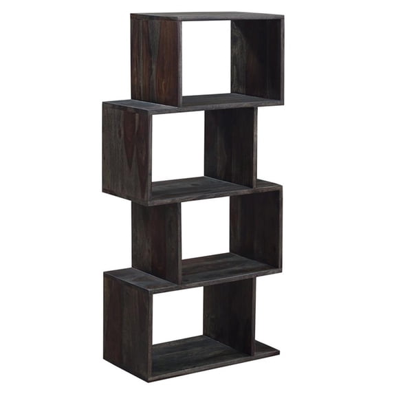Hawthorne Collections Fall River Solid Sheesham Wood Bookcase - Gray