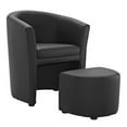thumbnail image 1 of Hawthorne Collections Faux Leather Accent Chair with Ottoman in Black, 1 of 5