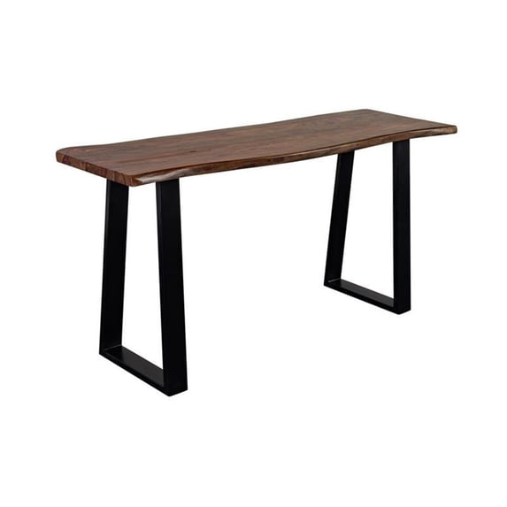 Hawthorne Collections Helena Live Edge Solid Sheesham Wood Console Table - Brown