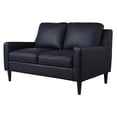 thumbnail image 1 of Hawthorne Collections Lazio High Quality Leather Loveseat - Black, 1 of 7
