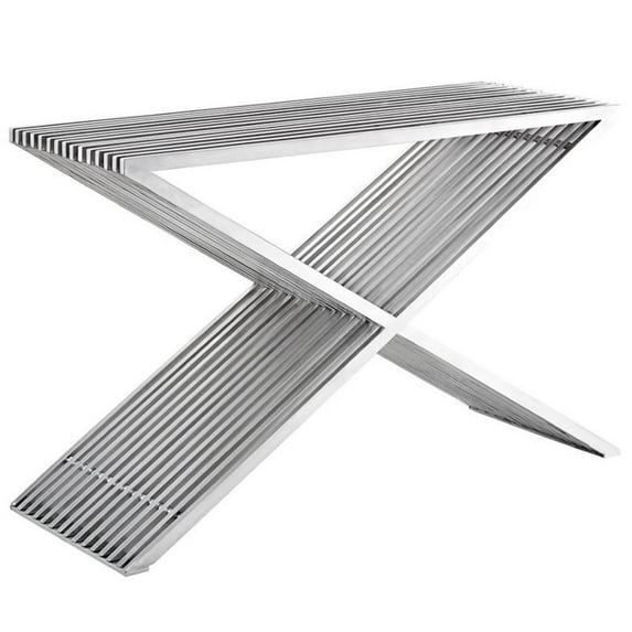 Hawthorne Collections Metal Console Table in Silver