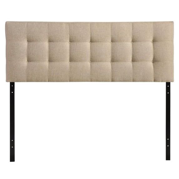 Hawthorne Collections Polyester Fabric Beige Panel Headboard Rectangular Tufted 78.5"W Assembled