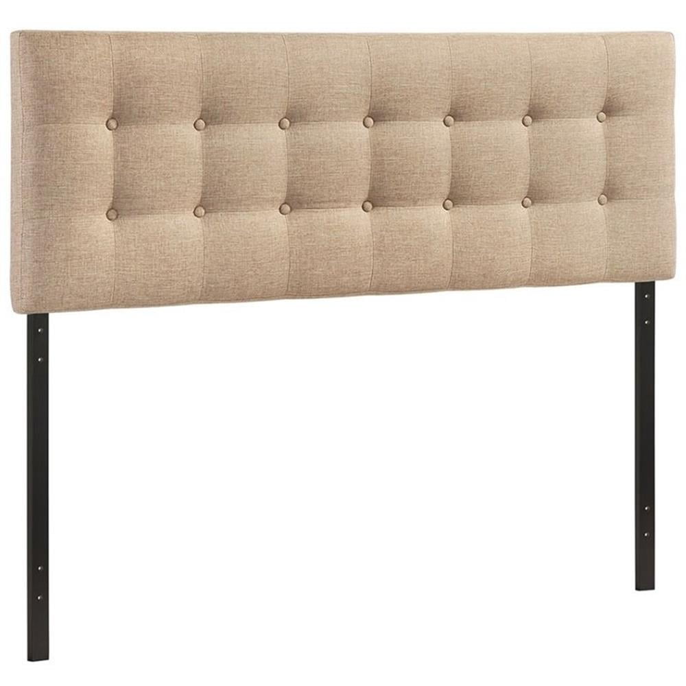 Hawthorne Collections Polyester Upholstered Beige Headboard Panel King Tufted 78.5"W x 22.5"H x 3.5"D