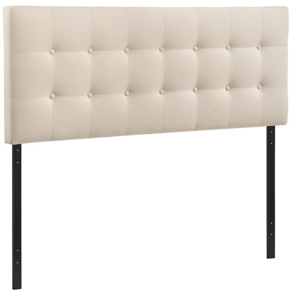 Hawthorne Collections Polyester Fabric Ivory Panel Headboard Tufted King 78.5"