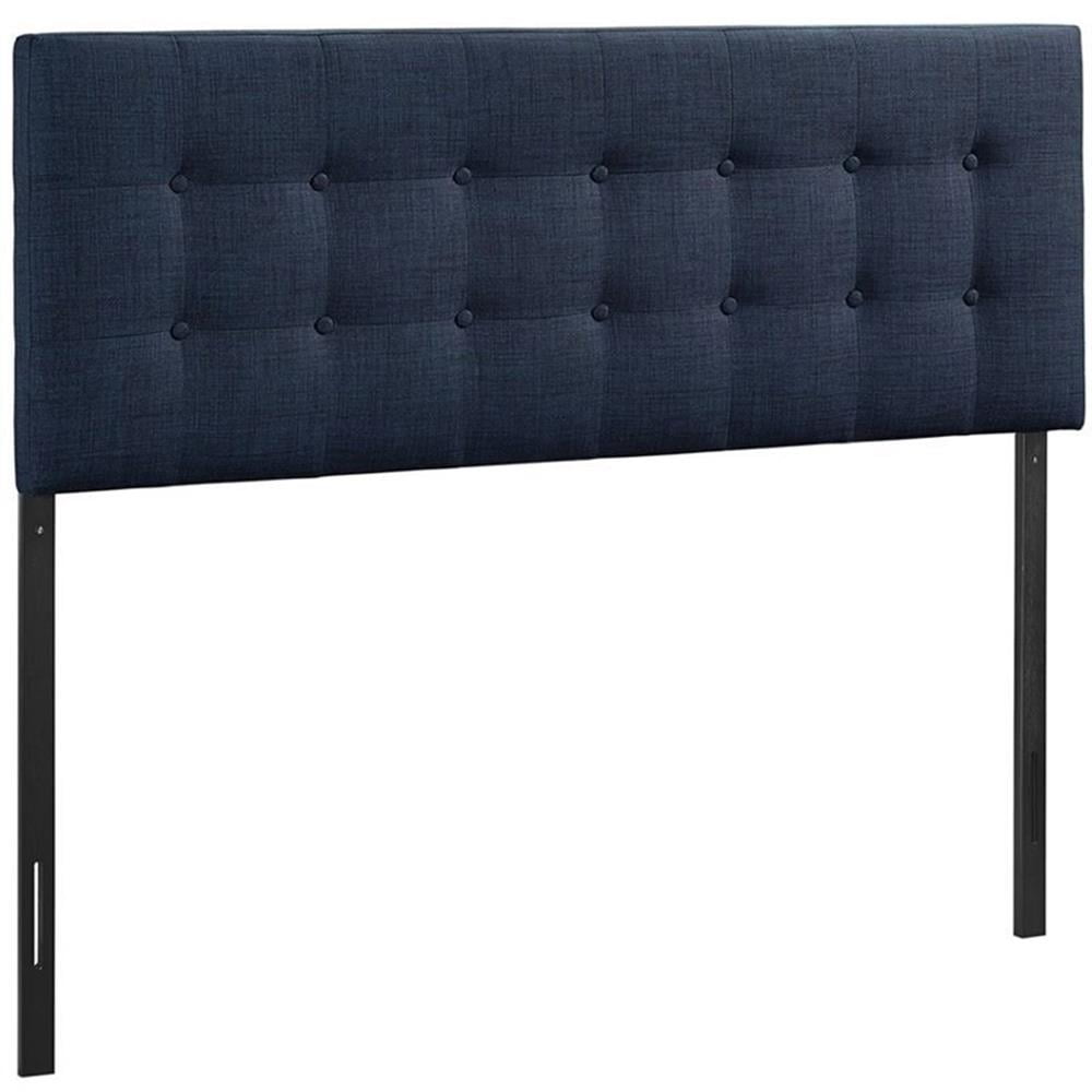 Hawthorne Collections Modern Fabric Upholstered King Panel Headboard in Navy