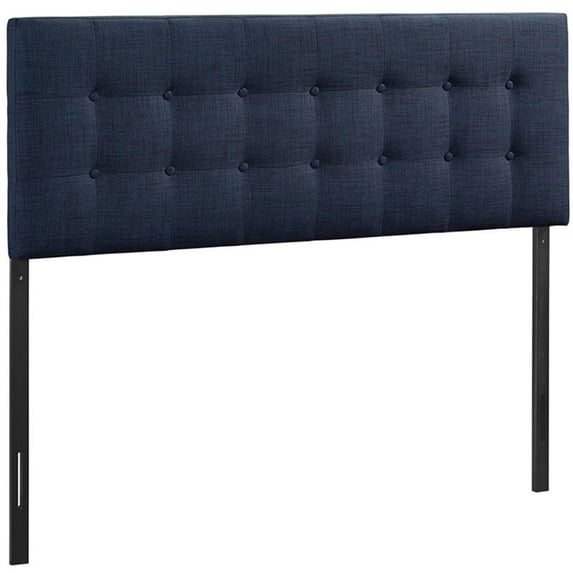 Hawthorne Collections Modern Fabric Upholstered King Panel Headboard in Navy