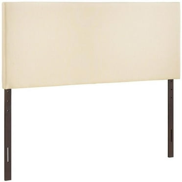 Hawthorne Collections Modern Fabric Upholstered Queen Panel Headboard in Ivory