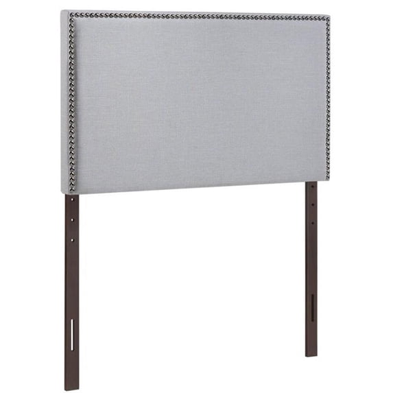 Hawthorne Collections Modern Fabric Upholstered Twin Panel Headboard in Sky Gray