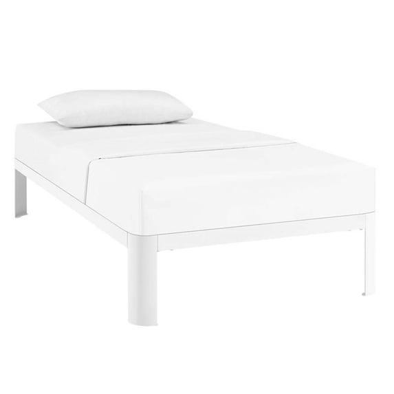 Hawthorne Collections Modern Metal Twin Platform Bed in White