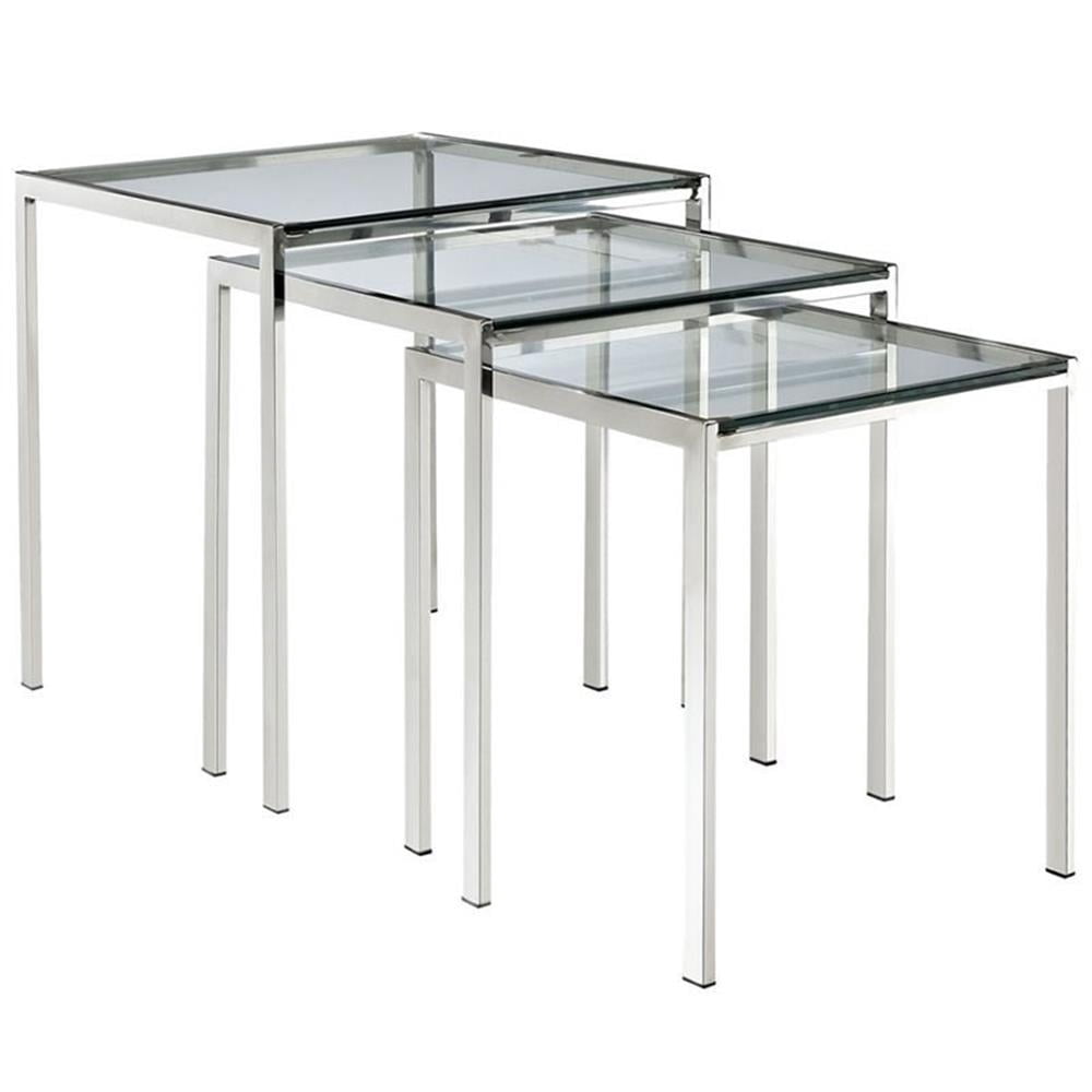 Steel Nesting Table Hawthorne Collections Modern Stainless Steel Nesting Table in Silver ...