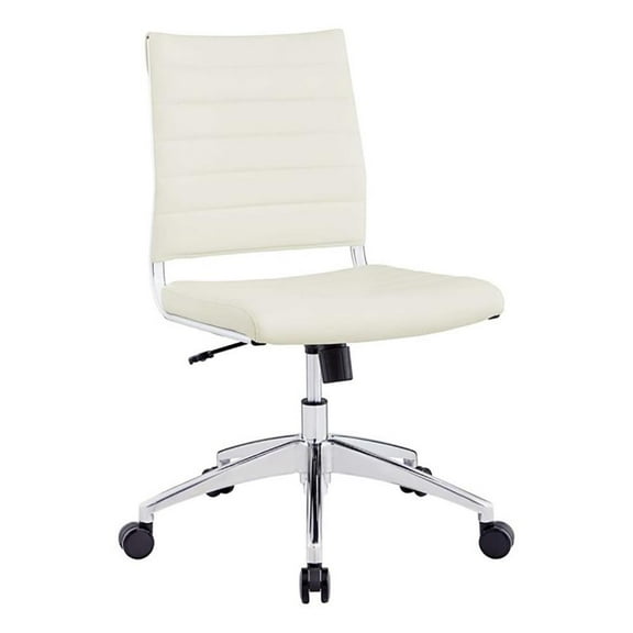 Hawthorne Collections Modern Vinyl Armless Office Chair in White