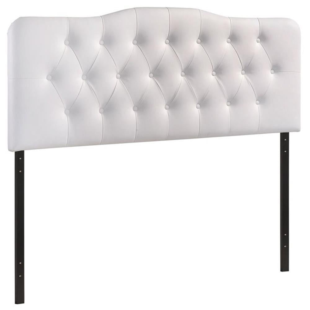 Annabel White Faux Leather Queen Tufted Headboard