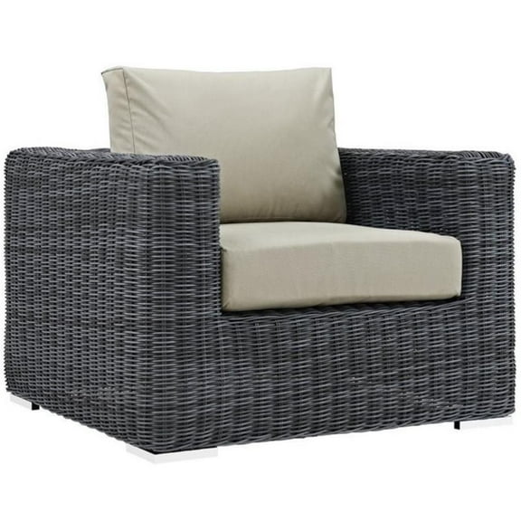 Hawthorne Collections Outdoor Armchair in Canvas Antique Beige