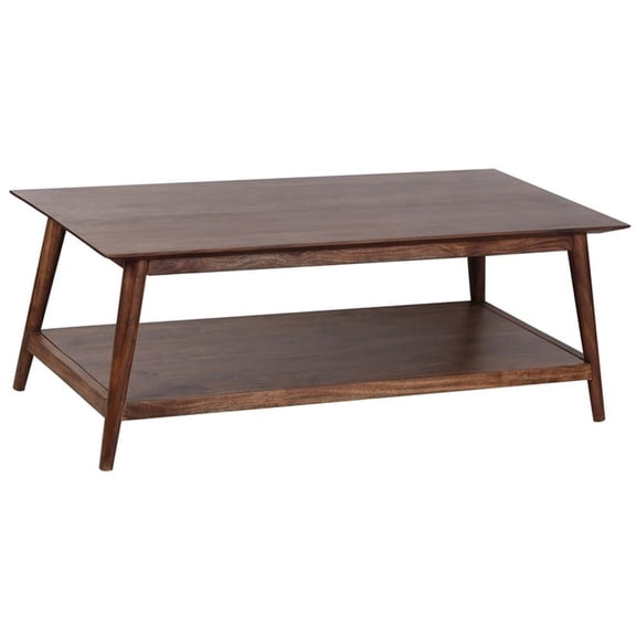 Hawthorne Collections Solid Acacia Wood Brown Coffee Table Rectangular 48" Unassembled
